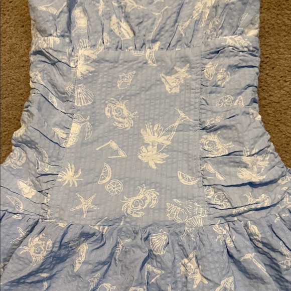Art Class Light Blue Dress with White Tropical Designs - Picture 3 of 8